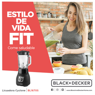 Black + Decker licuadora 2 veloc 1000w negra BL1670S