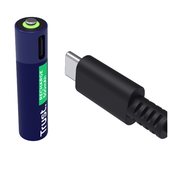 Trust pilas AAA recargables en USB-C azul - 25585