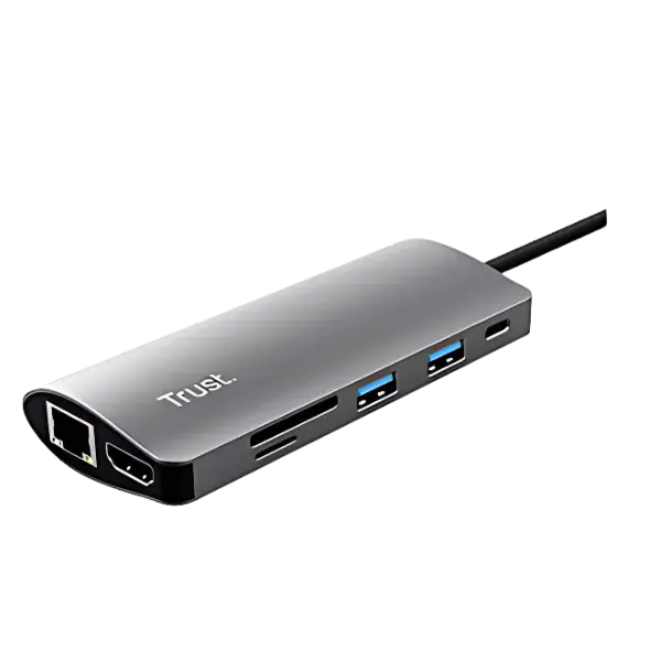 Trust adaptador 7-en-1 USB-C- HDMI- red-lector de tarjetas USB-C y USB - 23775