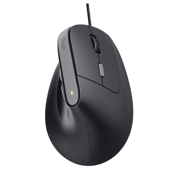 Trust mouse ergonomico alámbrico color negro angulo vertical - 25144