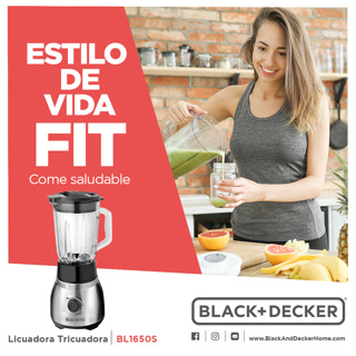 Black + Decker licuadora 2 veloc 750w inox +vaso personal BL1650S