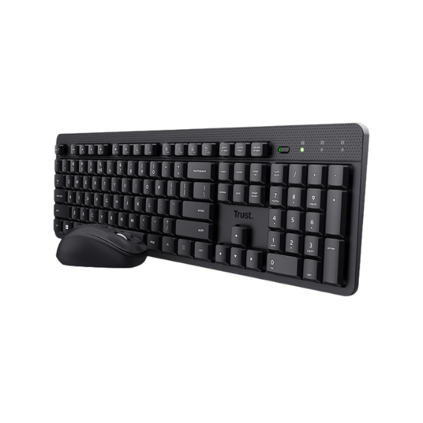 Trust combo teclado y mouse inalambrico silencioso  Ody II en ingles - 25018