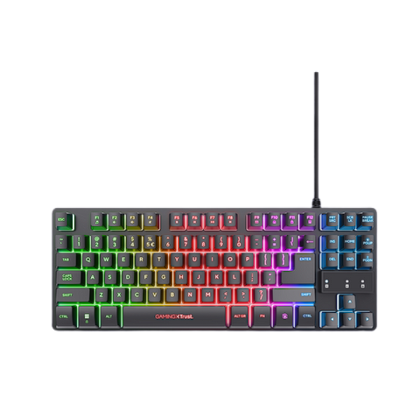 Trust teclado para gaming metalico con iluminación LED multicolor GXT 833 color negro - 24067