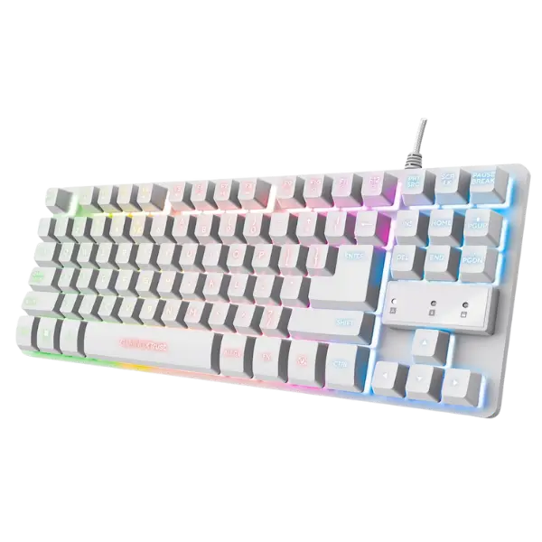 Trust teclado en español para gaming metálico LED multicolor  GXT 833 Thado TKL color blanco - 24739