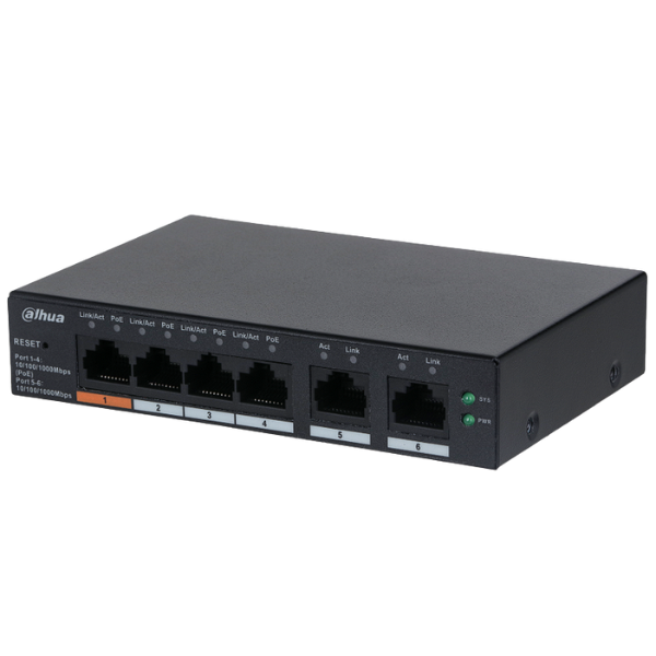 Dahua conmutador gigabit 6 puertos con 4 Puertos PoE -DH-CS4006-4GT-60-  1.0.01.20.11243-9002