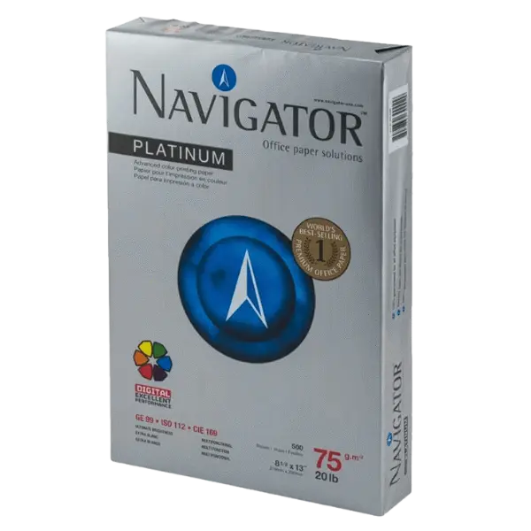 Navigator  caja 10 und resma  8 ½ x 13, oficio 500 hjs  75Gr NPT0750159