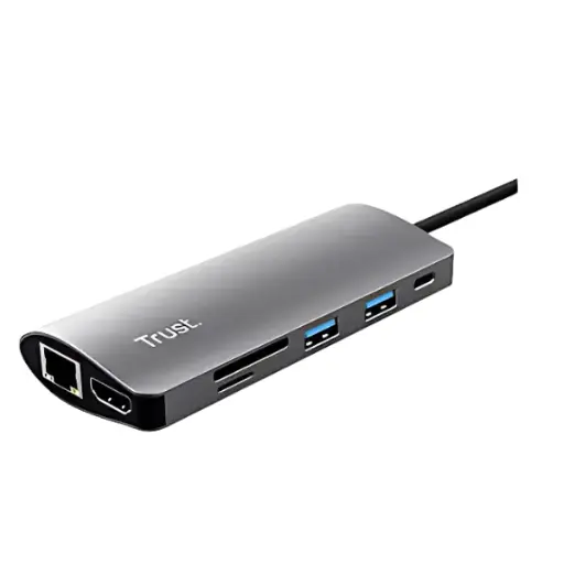 Trust adaptador 7-en-1 USB-C- HDMI- red-lector de tarjetas USB-C y USB - 23775