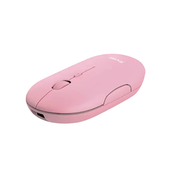 Trust  mouse recargable inalambrico silencioso color rosa con - 24125