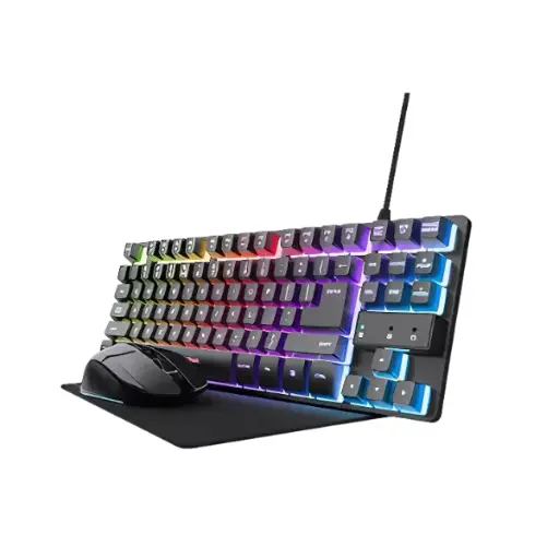 Trust teclado mouse y almohadilla gamer color negro en español - 25227