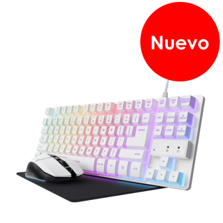 Trust teclado mouse y almohadilla gamer color blanco en español - 25233