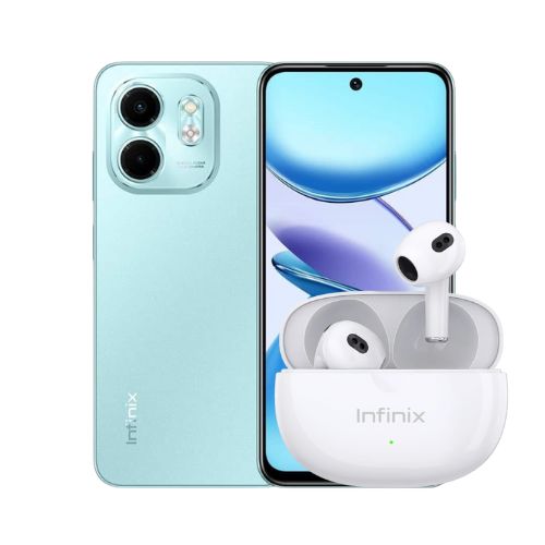 Combo Celular Infinix Smart 9 LTE 128GB 6GB-RAM Verde + Audífonos Inalámbricos Infinix XBuds 3 Lite Blancos XE33 